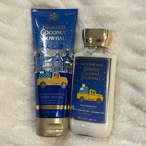 Bath & Bodyworks frosted coconut snowball lotion/body cream set